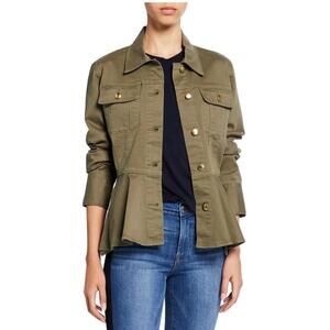 FRAME Denim Women's Olive Green Peplum Denim Jacket sz S